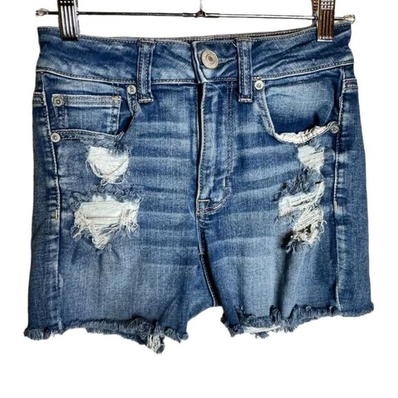 American Eagle high-rise distressed shorts size 2 - Picture 1 of 4